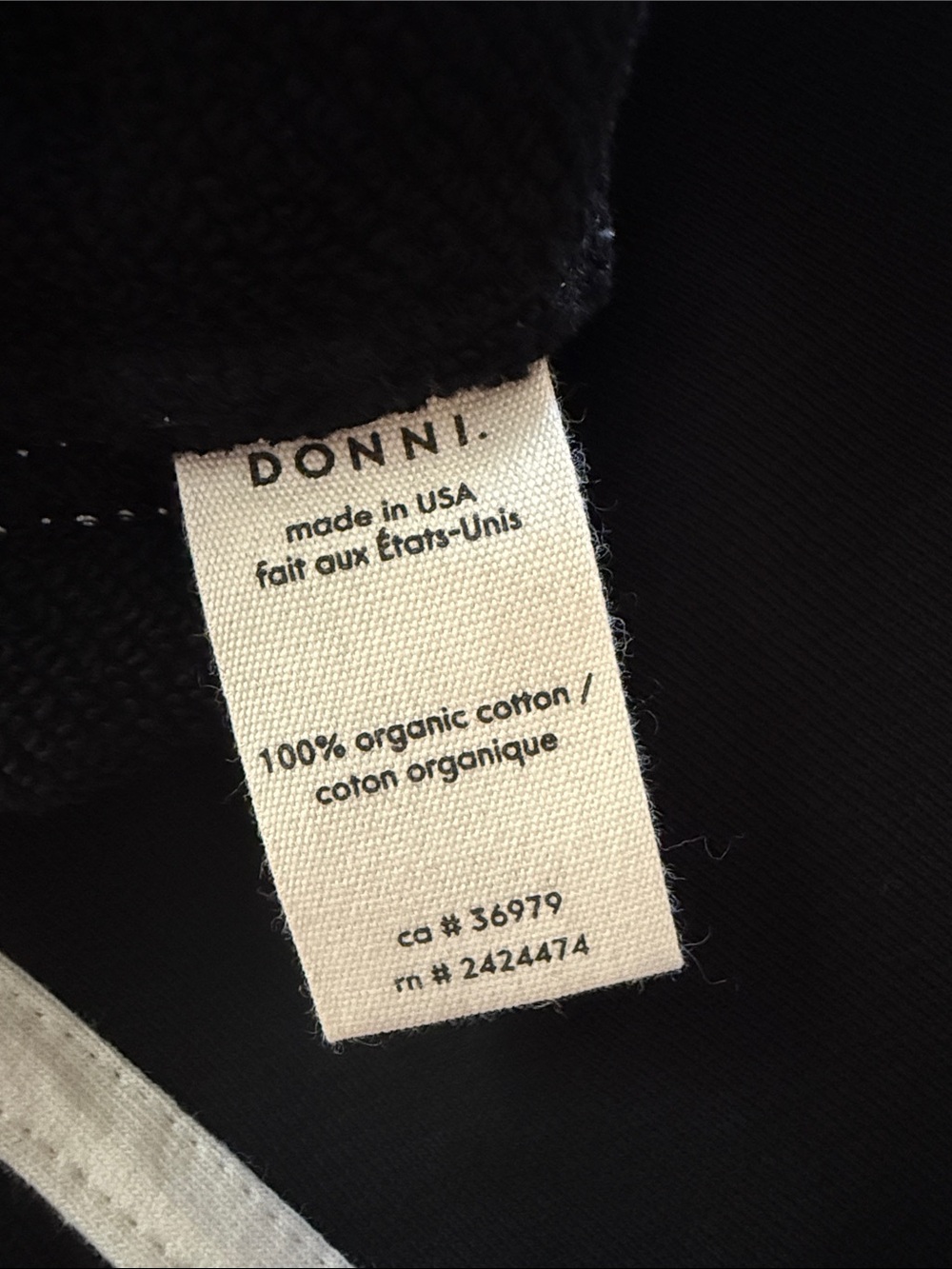 DONNI Stripe Eco-Terry Shorts Jet Black Organic Cotton - Picture 9 of 10